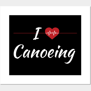 I Love Canoeing Cute Red Heart Posters and Art